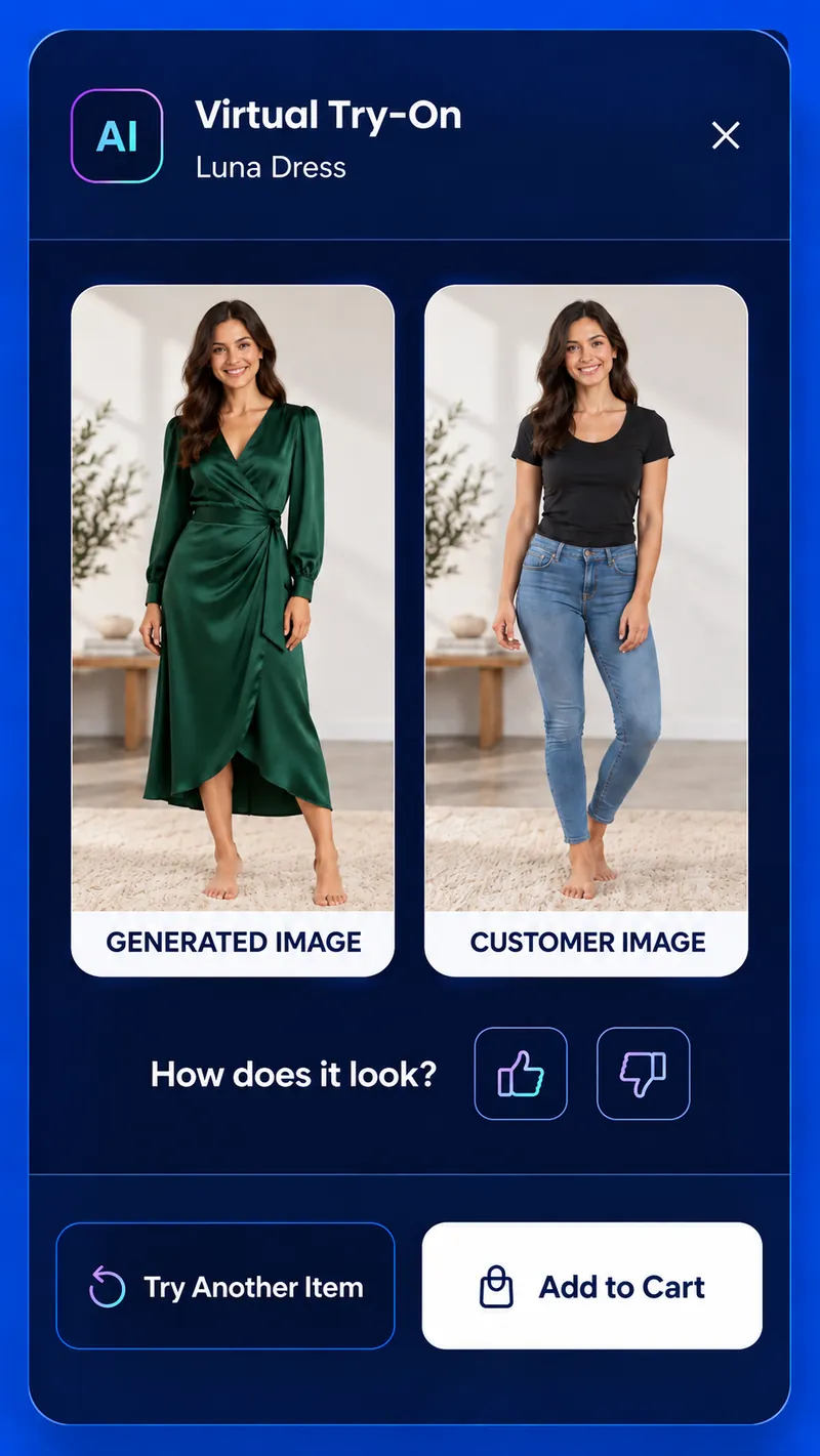 Generated virtual try-on result compared with the shopper photo